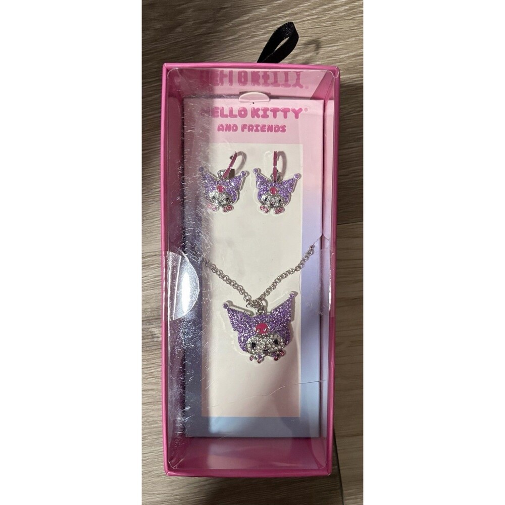 Hello Kitty Kuromi Necklace and Earring Set NIB